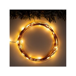 Гирлянда «Нить» 5 м роса, IP20, медная нить, 50 LED, свечение тёплое белое, 2 режима, AAх3