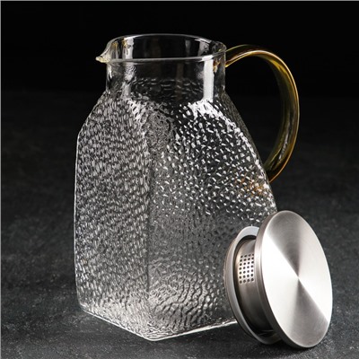 Кувшин для воды Magistro «Сара», 1.4 л, 15.5×9×20 см, с металлической крышкой, стекло, прозрачный