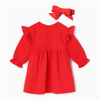 Платье для девочки и повязка «Крошка Я», рост 68-74 см, красное