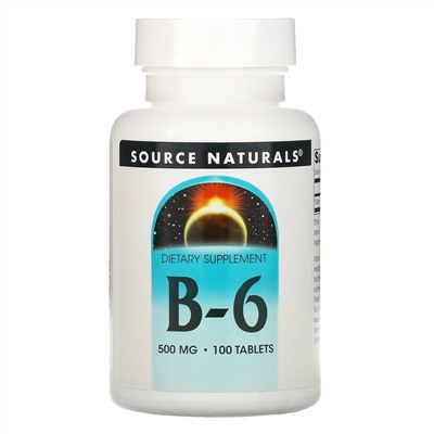 Source Naturals, В6, 500 мг, 100 таблеток