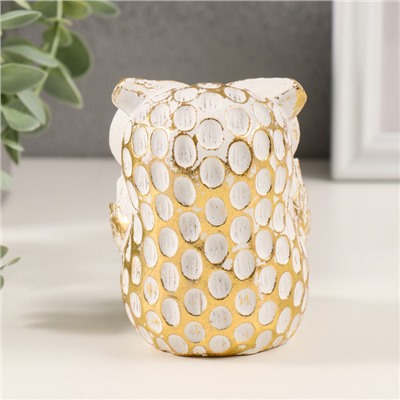 Фигурка полистоун «Совёнок: игра в прятки», белый с золотой патиной, 6.5×7×9 см