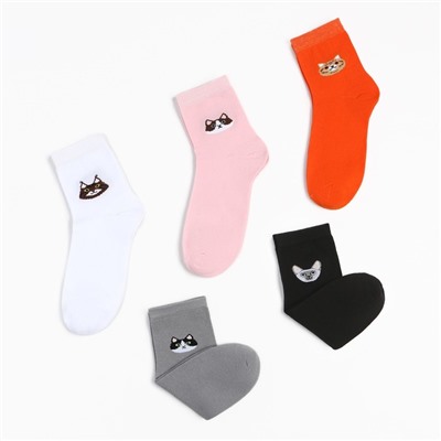 Носки женские KAFTAN Meow, набор 5 пар, размер 36-39 (23-25 см)