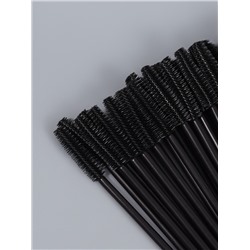 Щёточки для бровей и ресниц, силиконовые, набор - 50 шт., 10.5 см, чёрная