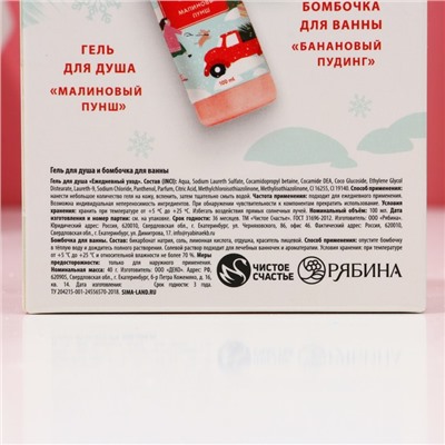 Подарочный набор новогодний «Волшебной зимы»: гель для душа 100 мл и бомбочка для ванны 40 г, Чистое счастье