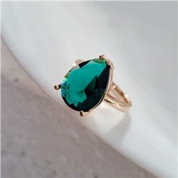 Кольцо 18 р бижутерия Дубайское золото: покрытие позолота, вставка: фианит, цвет: изумрудный, арт.414.139-18