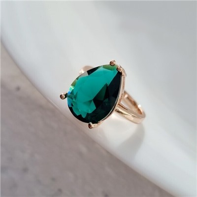 Кольцо 19 р бижутерия Дубайское золото: покрытие позолота, вставка: фианит, цвет: изумрудный, арт.414.139-19