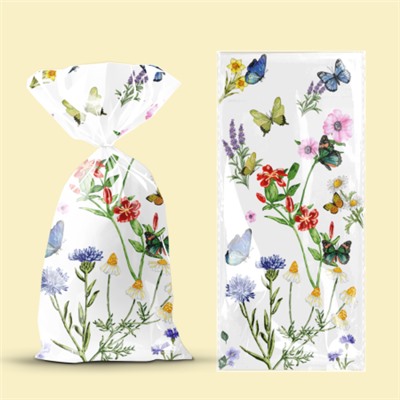 Пакет подарочный набор 50 штук 13х27 Цветы / NG1063 /уп 50/