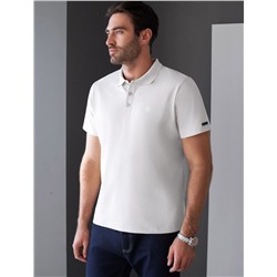 Футболка поло с плетеным воротником на пуговицах из эластичного хлопка