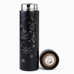 Термос новогодний «Игрушки», 500 мл, черный
