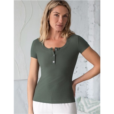 Футболка из трикотажа в широкий рубчик