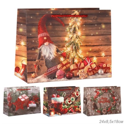 Пакет подарочный 18х24х8.5 / 362-61-S /уп 12/720/ микс Новый год