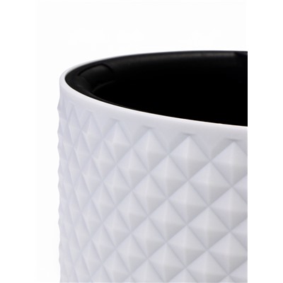 Кашпо для цветов «Фасет», 2 л, d=15 см, h=14 см, пластиковое, с автополивом, со вставкой, белое