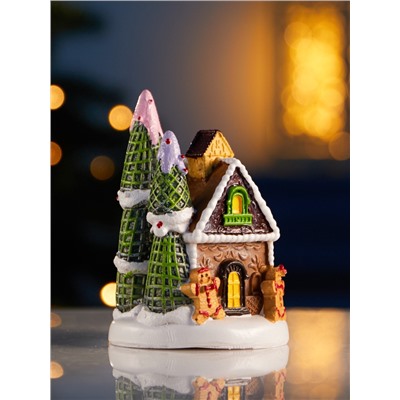 Светодиодная фигура «Дом печеньки», 10×7 см, 4 LED, от батареек, свечение тёплое белое