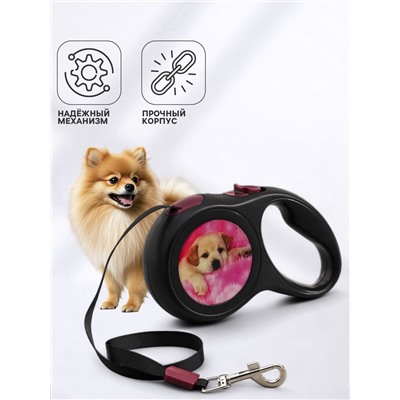 Рулетка с принтом «Милашка», 3 м, вес животного до 12 кг, чёрная