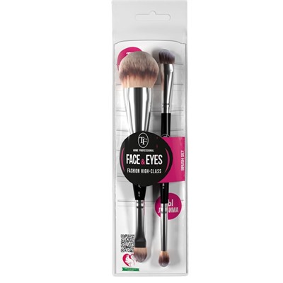 Триумф tf аксессуары BS-04 набор кистей 2шт для макияжа лица и глаз contour&two-sided eyeshadow brush 11691