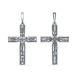 Крест из чернёного серебра с фианитами - 4,4 см 925 пробы Кр-151ч