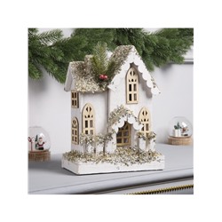 Фигура деревянная «Хижина», 28×21×11 см, 5 LED, батарейки AAx2 (не в комплекте), свечение теплое белое