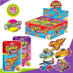 Мягкая карамель с игрушкой и татуировкой "Супер Стик с 3D пазлом" (техника) 5гр*40шт