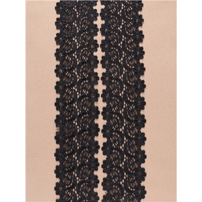 Кружево гипюровое, 65±5 мм, 6.8±0.5 м, чёрное