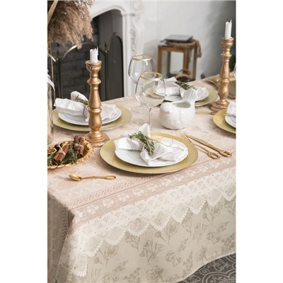 Скатерть «Доляна» Кружево 110×146 см, 100% хлопок, рогожка, 164 г/м²