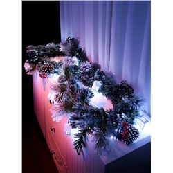 Хвойная гирлянда фиброоптическая «Заснеженная» 200 см, 8 режимов