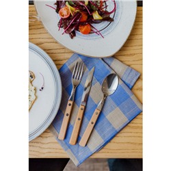 Ложка столовая «Эко-стейк», длина 19.5 см, толщина 1.5 мм, нержавеющая сталь, деревянная ручка, ручка, МИКС