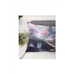 Наволочка декоративная атласная "Японский садик" 40х60см интерьерная НАТАЛИ, 1099610