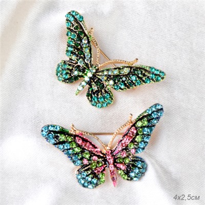 Брошь Бабочка 4 см / GM315 /уп 24/ микс
