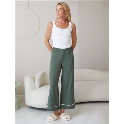 Укороченные брюки из эластичного хлопка с контрастным кантом