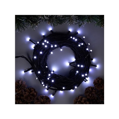 Гирлянда «Нить» 10 м, IP44, УМС, тёмная нить, 72 SMD-LED, свечение белое, 220 В