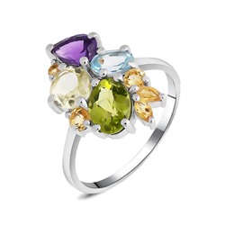 Кольцо, аметист , лимонный топаз , перидот , топаз, Юг
