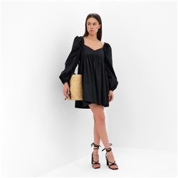 Платье с объёмными рукавами мини женское MIST, чёрное, размер 40-42