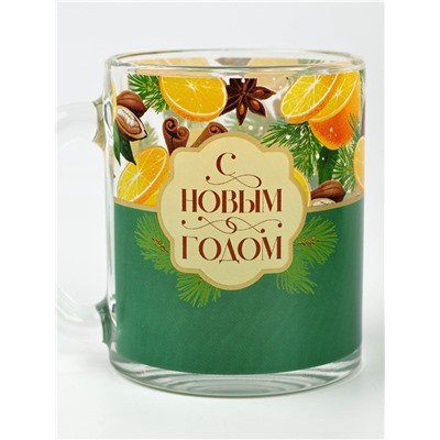 Кружка новогодняя стеклянная «С новым годом! Аромат праздника», 300 мл