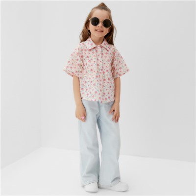 Рубашка для девочки KAFTAN «Цветы», размер 34 (122-128 см), розовая