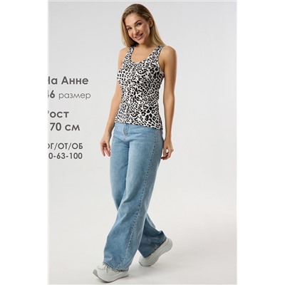 Майка базовая в рубчик леопардовая НАТАЛИ, 1215926