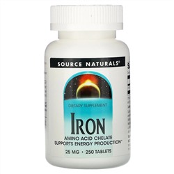 Source Naturals, Железо, 25 мг, 250 таблеток
