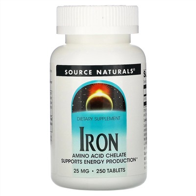 Source Naturals, Железо, 25 мг, 250 таблеток