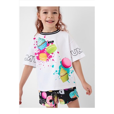 Комплект трикотажный для девочек: фуфайка (футболка), шорты PLAYTODAY, 1240326