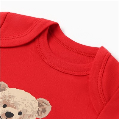 Боди детское «Крошка Я. Новогодние медвежата», рост 68-74 см, красное