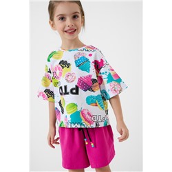 Комплект трикотажный для девочек: фуфайка (футболка), шорты