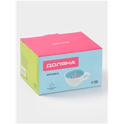Кружка Доляна «Облачко», 475 мл, керамика, белая, бирюзовая