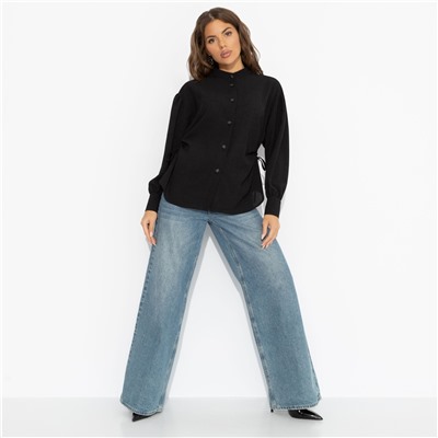 Рубашка с ажурной спинкой и сборками, Невозможно оторваться (черная)