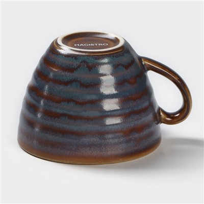 Чашка Magistro Garland, 200 мл, фарфор, синяя, коричневая