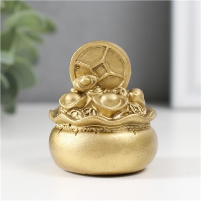 Нэцкэ фигурка полистоун под бронзу «Мешки со слитками золото - На богатство», набор 2 шт., 4.4×4.4×5 см