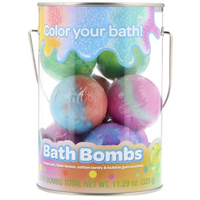 Crayola, Bath Bombs, Grape Jam, Laser Lemon, Cotton Candy & Bubble Gum Scented , 8 Bath Bombs, 11.29 oz (320 g)