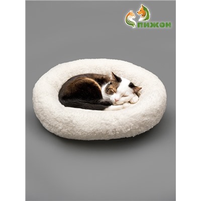 Лежанка для собак и кошек «Уют», мягкий мех, 50×42×11 см, молочная