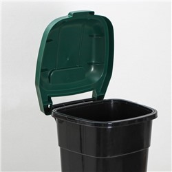 Мусорный бак с крышкой «Садовый», 65 л, на колёсиках, чёрный, зелёный