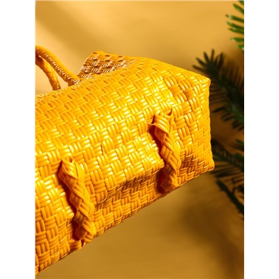 Сумка плетёная пластиковая, 23×11×30 см, жёлтая
