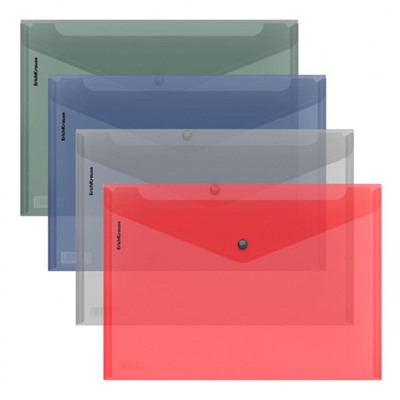 Папка с кнопкой  А4 160мкм 50289 Glossy Classic полупрозрачная ассорти ErichKrause