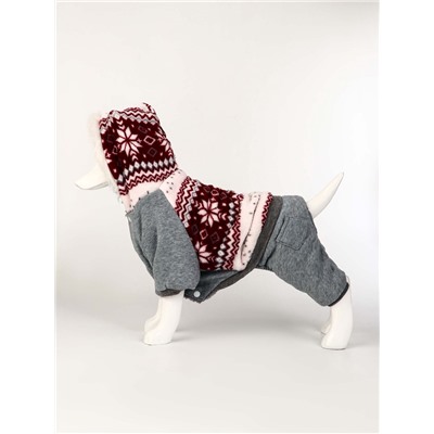 Комбинезон «Лапландия», с подкладом, размер S, ДС 25, ОГ 35, ОШ 25 см, серый, бордовый